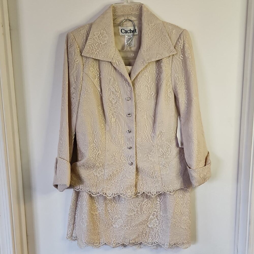 NWT Cachet Champagne Skirt Suit